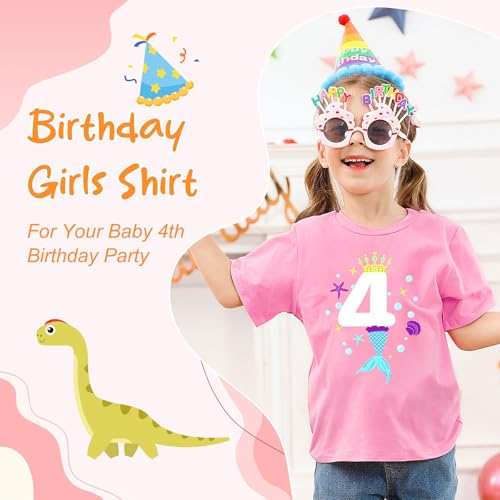 Image of Lovekider Girls Birthday T Shirts Cotton Short Sleeve T-Shirts Tee Party Clothing 3-6 Years