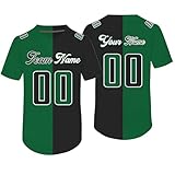 Custom Split Half Color Shirt,Personalized Design Your Own Two Tone Football Jerseys for Men Women Youth Green,Black