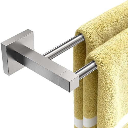 RUACQ Double Towel Bar 24" Towel Racks for Bathroom Wall Brushed Nickel