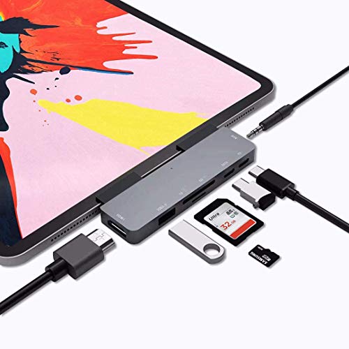 USB C HUB Adapter for iPad Pro 11/12.9 2018 2020,7 in 1 USB