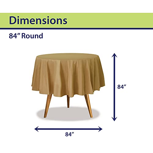 Image of Party Dimensions Gold Disposable Plastic Tablecloth for Round Tables (36 Pack) Table Cloths for Parties, Events & Weddings, Indoors & Outdoors, 84 inches, Plastic Table Cover