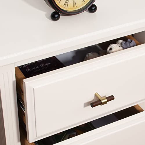 Qogrisun 6-Pack Brass Wood Knobs For Drawer Dresser, Gold Wood Cabinet Knobs, T Bar Single Hole Pulls Handles, Modern Kitchen Furniture Hardware, 2-3/8-Inch Total Length #TOP2