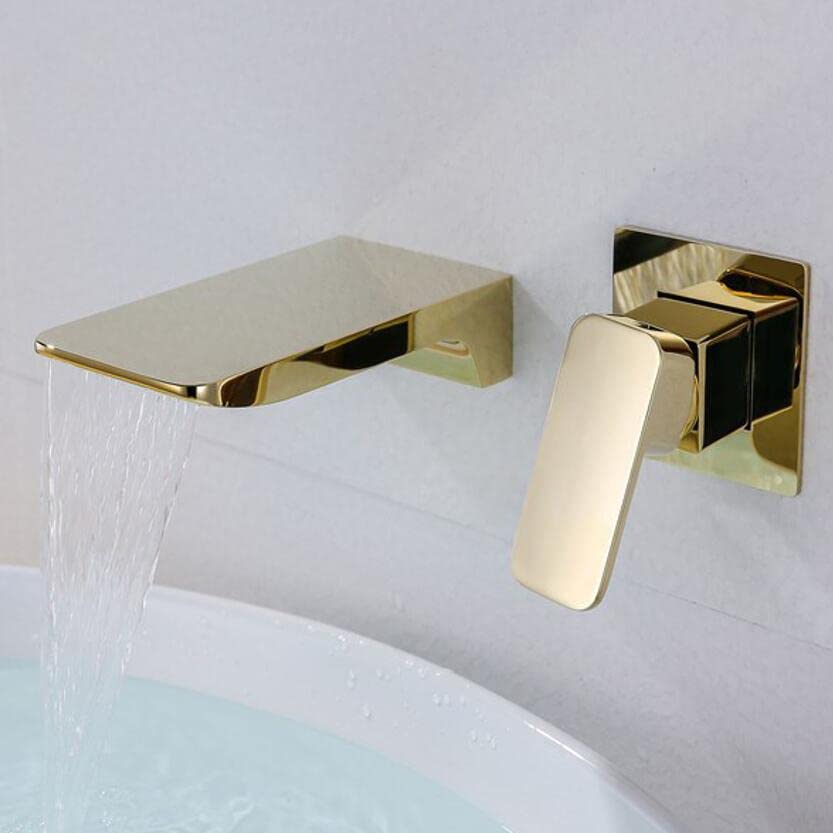 Grifo de lavabo de cascada de latón empotrado en pared grifería monomando WB01