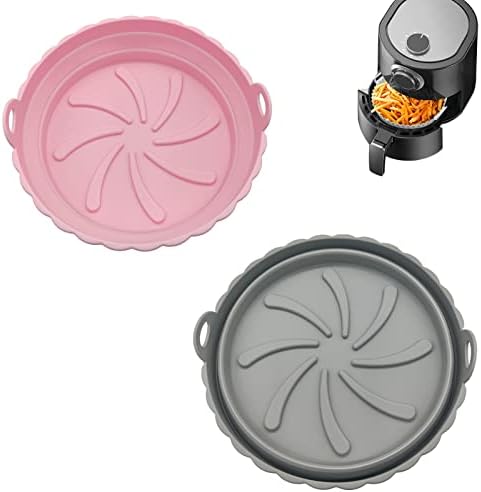 Eggsoro Silicone Air Fryer Liners, Reusable & Foldable Non-stick Air Fryer Round Basket Oven Accessories Easy Clean and Save Space