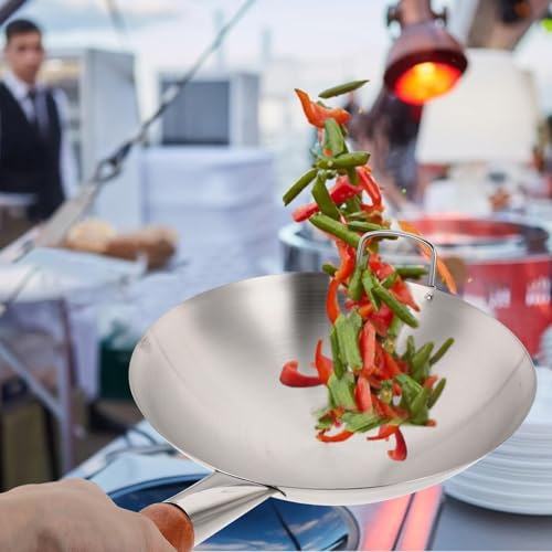 Wok de acero inoxidable base curva 38 cm miniatura 6