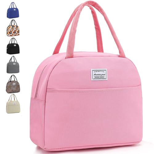 Bolsa de almuerzo reutilizable aislada para adultos, resistente al agua, bolsa de almuerzo para mujeres/hombres, trabajo, picnic, playa o viajes (rosa)