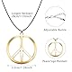 WEINIBAO Peace Kette Hippie, Gold Peace Anhänger Kette, Frieden Kette aus Metall, Hippie Schmuck Hippie Halskette Damen Herren, Hippie Kostüm Zubehör, Hippie Kette Peace für Karneval Mottoparty (C)