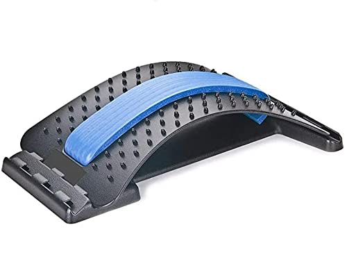 Back Stretcher, Lumbar Stretching Device with 3 Adjustable Settings for Upper and Lower Back Pain Relief, Spinal Pain Relieve, Back Massager Tool (Black)