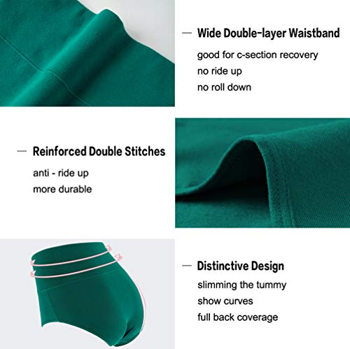 Image of INNERSY Womens Underwear Cotton Briefs Postpartum High Waisted Panties 5 Pack