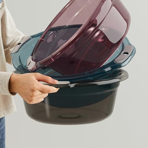 Plastic Wash Basin, Kitchen Dish Tub Portable Plastic Basin with Handles for Household Bathroom Laundry Use, Dish Basin, Ideal for Floors and Gardening (medium size)
