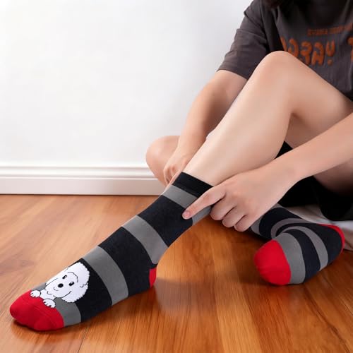 SukModen Lustige Socken Damen Bunte Socken aus Baumwolle, Hundemotiv & Weihnachts-Motiv, Katzensocken Tier-Motiv, Geschenkidee für Frauen Geburtstag & Weihnachten,Valentinstag-Geschenk für sie,5 Paare