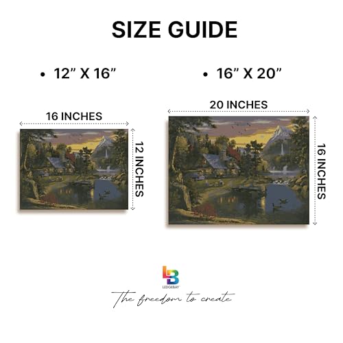 Ledgebay DIY Paint by Numbers Kit for Adults Framed Canvas Beginner to Advanced Paint by Numbers Kit Kits Include Acrylic Paint Set Brushes Tabletop Easel (Mountain Paradise 16" x 20" Framed)