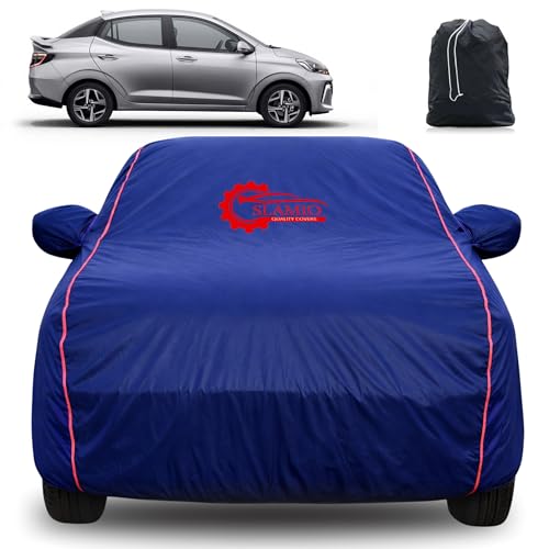 Image of 100% Waterproof Car Cover for Hyundai's Aura 2020-2026 | All-Weather, Dustproof & UV Protection | Heavy-Duty 3-Layer Fabric | Custom Fit with Mirror & Antenna Pocket | Navy Blue
