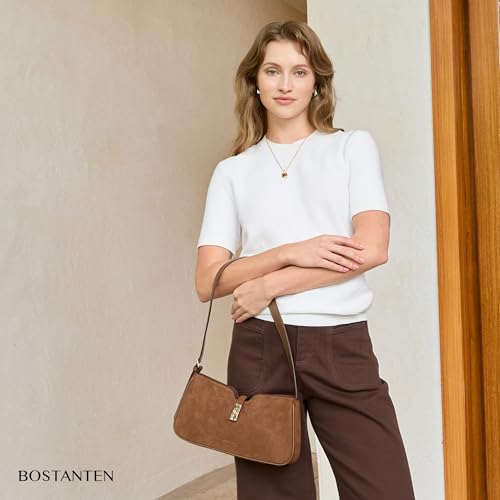 Image of BOSTANTEN Shoulder Bag for Women, Casual Shoulder Purse Vegan Leather Chic Hobo Handbag with Adjustable Strap for Work Travel