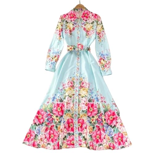 B G FASHIONAll Over Floral Printed Casual Wear Fit and Flare Dresses for Women | Collared Neck Full Sleeve Cotton