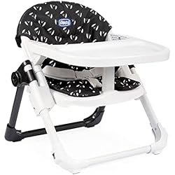 Trona Chicco Desde 0 Meses Chicco Chairy, Asiento Elevador de 6 Meses a 3 Años (15 kg), Trona Convertible en Silla Infantil, Portátil, Ajustable y Evolutiva, Cierre Compacto y Bandeja Extraíble – Perritos Negro (Sweetdog)