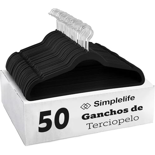 Catálogo de Ganchos de Terciopelo los 5 mejores. 44 Simplelife 50 Ganchos para Colgar Ropa de Terciopelo de Alta Calidad Gancho 360° Antideslizantes y Resistentes Color Negro