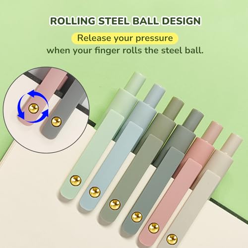Image of UIXJODO Gel Pens, 6 Pcs Black Ink Pens for Women, 0.5mm Fine Point Smooth Writing Pens, High-End Series Retractable Pens for Journaling Note Taking (6 Pcs Gold Morandi)