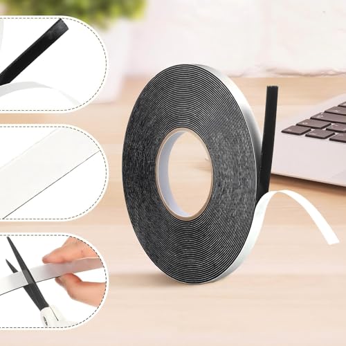 Image of Tatuo 2 Rolls Double Sided Foam Tape 1 /2 Inch by 50 Feet Black PE Foam Tape Sponge Soft Mounting Adhesive for DIY Craft Picture Poster Hanging