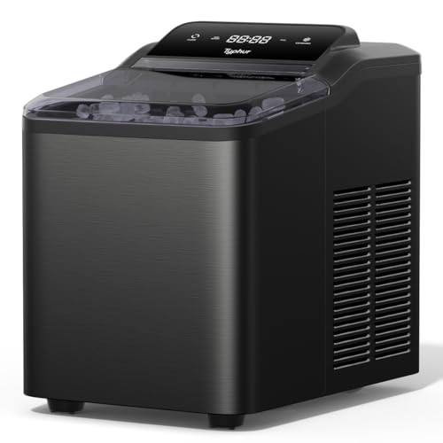 Image of Typhur Fast Nugget Ice Maker Countertop, Self-Cleaning Chewable Ice Machine & 8-Pack Cleaners, LED Display, Produces 35 lbs /Day Soft Pebble Ice, Perfect for Kitchen, RV and Bar (Metallic Black)