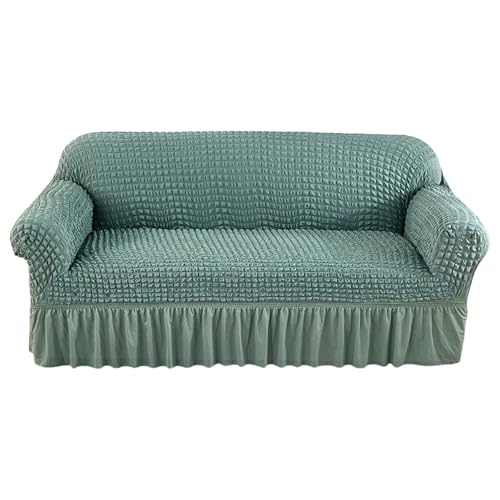 Housse de canapé d'angle en seersucker extensible à jupe plissée