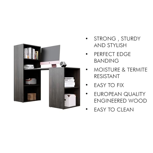 Image of Bniture Wooden Study Table for Home | Engineered Wood Study Table with Book Shelf | Multi Purpose Computer Desk for Writing & Study | Laptop Table for Study Room, Office & Workstation | Flower Wenge
