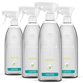 Method Daily Shower Cleaner Spray, & Spray and Walk Away, Eucalyptus Mint Scent, 28 Fl Oz, (Pack of 4), Packaging May Vary