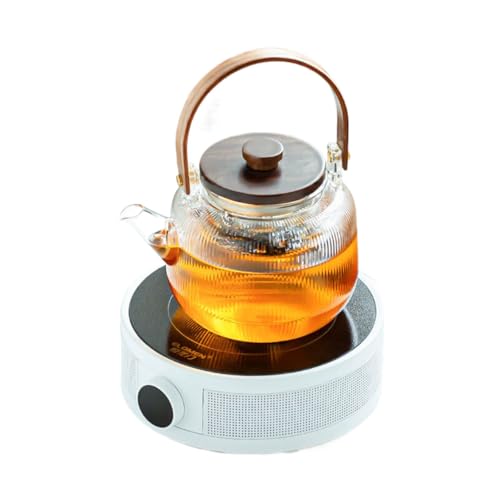 Juego de té de vidrio de diseño vertical con estufa cerámica de alta resistencia