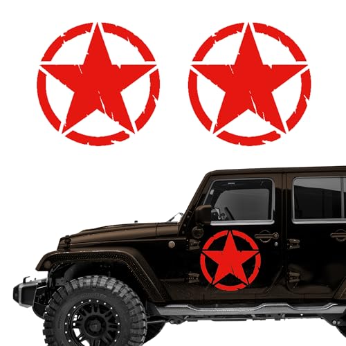 Autodomy Autocollant Voiture 4x4 Off Road Étoiles Militaire Détruit US Army 2 Unités | Decoration Voiture | Stickers Etoile Différentes Tailles 10 cm 15 cm 20 cm 25...