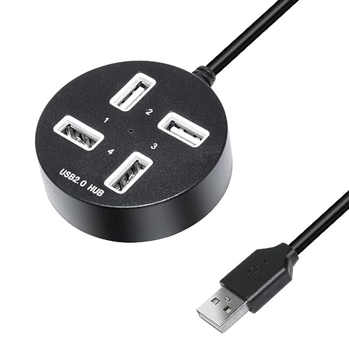 Image of XIKKART 4 Port USB hub, High Speed 4 Port USB 2.0 Multi HUB Splitter Expansion Round Shaped 4 Port USB 2.0 with Support Up to 1TB Multi Hub Adapter for Desktop PC