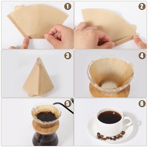 Image of Coffee Filters #2, 400Pcs Unbleached 2 Cone Filters Paper | Natural Wood Pulp, Disposable, Tear Resistant Coffee Filter for Pour Over and Drip Coffee Maker