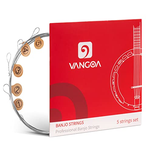 Image of Vangoa Banjo Strings, Vacuum-sealed Packaging Duable Banjo Strings 5 String Set, 70 /30 Bronze Stainless Steel, Medium 9-26