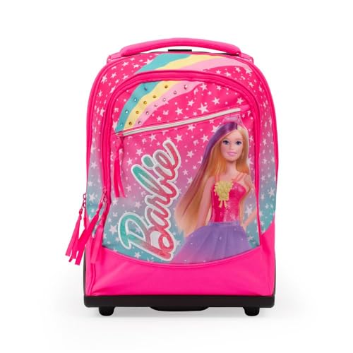Giochi Preziosi Barbie - Trolley 2 Ruote Tasca Frontale E Interna,Maniglia In Tessuto E Telescopica,Ruote Carrello Rinforzate E Copriruote Sagomate Dim 34X47X23 capacità Lt 36
