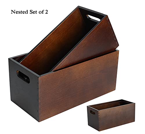 Aiblom Wood Open Storage Boxes Mail Organizer Bins Letter Holder Box Small Wooden Crate Box Set Of 2 Rustic Decorative Storage Box For Bathroom Kitchen Office Countertop Organizer #TOP3