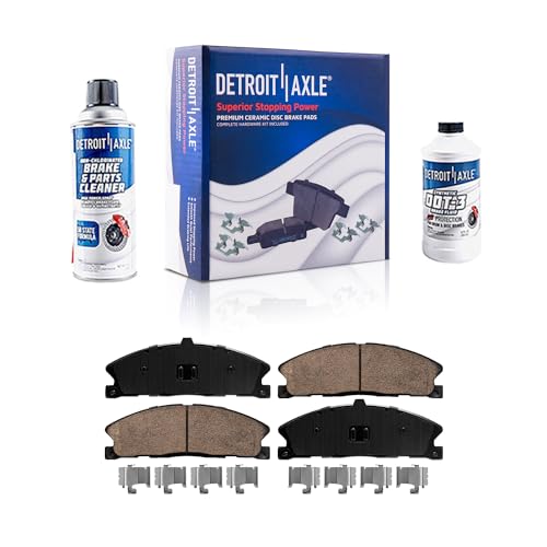 Image of Detroit Axle - Front Brake Pads for 13-19 Lincoln MKT Ford Explorer Flex Taurus Police Interceptor Sedan Utility 14-18 Special Service Police Sedan 13-16 MKS, Ceramic Brake Pads Replacement