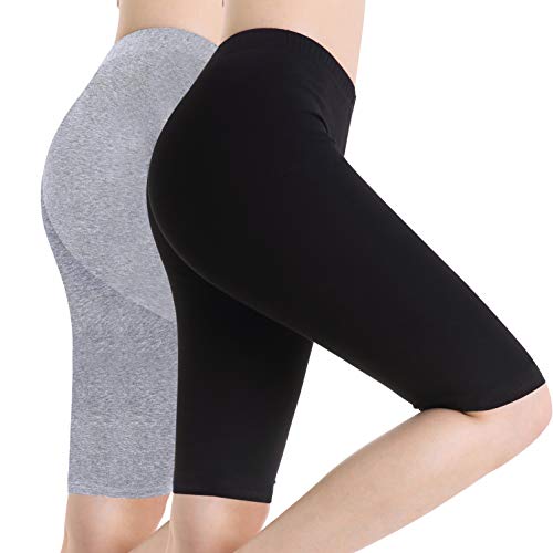 Pantalon de Sport Élastique Légers Leggings Longueur Genou Femme Noir