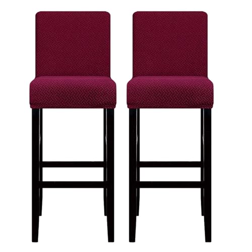 ZRCYXDW 2 Pack Spandex Bar Stool Covers, Stretch Barstool Covers Slipcovers with Backs Super Fit Bar Stool Chair Cover for Hotel-Claret-Set of 2