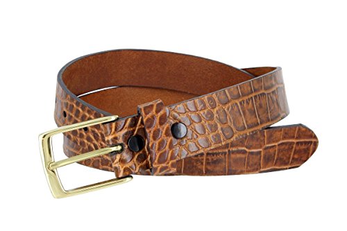 MZ Crocodile Embossed Pattern 1-3/8" (35mm) Wide Leather Belt for Men2