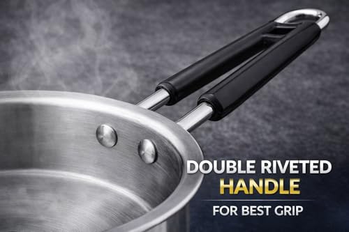 Image of Premium Hindalium Silver Saucepan for Tea /Milk /Water | Non-Toxic, Non-Reactive Metal | Pure Hindalium Aluminium Heavy Base Fast Heating Milk Pot & Tea Pan Cookware for Multipurpose Uses | 3 litres