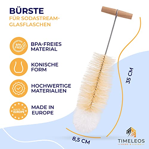 Foto von TIMELEOS Flaschenbürste für Glasflaschen Flaschenreiniger Reinigungsbürste Sodastream Reinigung Flaschenreiniger für Glaskaraffe Trinkflaschen Babyflaschen Sodaflaschen (Nylon hell 1er Set)