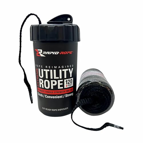 Rapid Rope Canister 120ft Black Tactical Paracord 1100lb Test USA Made