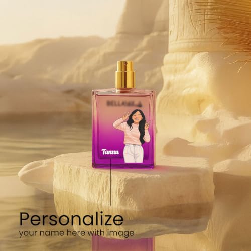 Image of Perfumes (Bella Vita DATE Woman Perfume 100ml | Original Bella Vita EDP for Women | Long Lasting Fruity Floral Scent with Pink Pepper, Red Fruits, Jasmine & Vanilla | Personalized Name & Cartoon Artwork Bottle | Romantic Gift for Her by Love Craft Gifts)