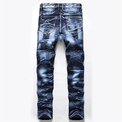 Men's Casual Loose 2Pcs Jeans Sets Irregular Long Sleeve Denim Jacket and Hole Ripped Pants3