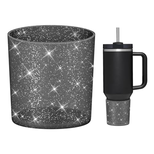 WUQID Glitter Higher Silicone Boot Compatible with Stanley Quencher H2.0 40oz 30oz 20oz & IceFlow Flip 30oz 20oz, Tumbler Cups Anti-Slip Bottom Sleeve Cover