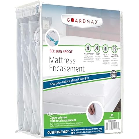 Guardmax Zippered Mattress Encasement - Queen Size - 100% Waterproof and Bed Bug Proof Mattress Protector - 6 Sided Absorbent Mattress Cover - Bed Sheet is Soft, Breathable, and Hypoallergenic. Cover