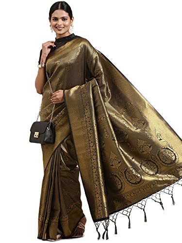 Image of AKHILAM Women's Banarasi Silk Woven Design Saree With Unstitched Blouse Piece (KUNT1880 Parent)