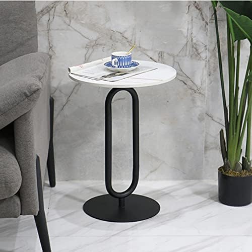 Miniatura 6 de FZZDP - Mesa auxiliar pequeña con luz para sofá mesa de té pequeña mesa de esquina color blanco  pies negros tamaño 157 x 157 x 217in