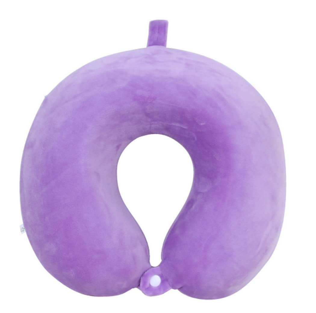 AOOPOO Comfort Memory Foam Travel Pillow Portable Head & Neck Support Cushion Neck Pillow Super Soft Flight Pillow for Camping Travelling Sleeping Resting in Car or Airplane (Purple)