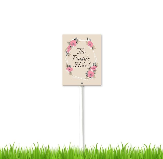 8 x 12 inch The Party's Here! Yard Sign Summer Yard Sign