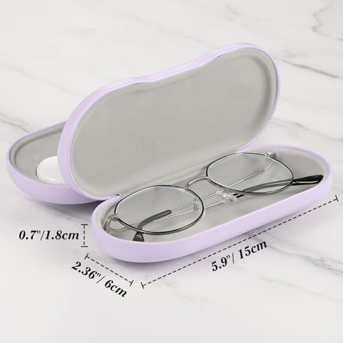 Image of MoKo Double Eyeglass Case, Contact Lens Case with Mirror Tweezers Remover, 2 in 1 Double Sided Portable Contact Lens Box Holder Container Soak Storage Kit Sunglasses Pouch for Men & Women, Lilac